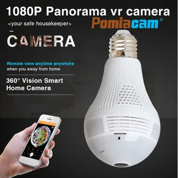 1080p WIFI Lemputė Panoraminis fotoaparatas 360 laipsnių vaizdo Smart Home 3D 