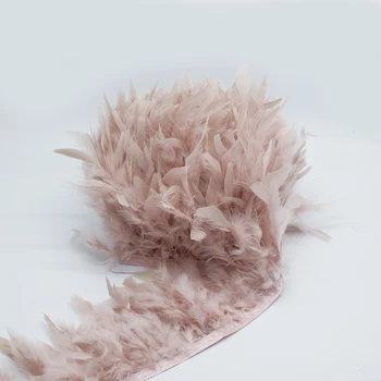 2-10meter Turkija Plunksnų Apdaila Pakraštyje 10-15cm Oda Rožinė Dažytos Chandelle Marabu Plunksnų Kamuolio Drabužių Apdailos Priedų
