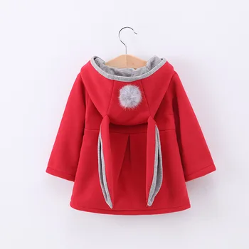 2018 m. Žiemą, rudenį, kūdikių hoodies megztiniai vaikams ilgomis rankovėmis 3D Triušio ausų kailis Kasdieniai Viršutiniai drabužiai mergina drabužių