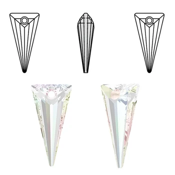 38mm 8pcs/pak kristalų Smaigalys Pakabukas Austrija stiklo Ilgio, trikampio formos, karoliukai, kalnų krištolas Papuošalai padaryti Karoliai, Auskarai 