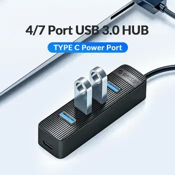 4/7 Port USB 3.0 HUB Su C Tipo Maitinimo Port Splitter USB3.0 VNT ABS OTG Nešiojamas Adapteris Priedai USB Kompiuterio L6K6
