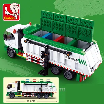 432Pcs Miesto Šiukšlių Klasifikacija Sunkvežimių Automobilis 100 Korteles Brinquedos Blokai Rinkiniai, Playmobil Švietimo Žaislai Vaikams