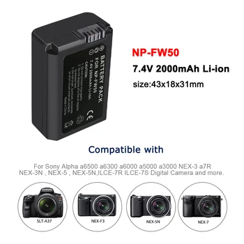 4pc NP-FW50 NP FW50 FW50 Baterija+LCD USB Dual Įkroviklio Sony A6000 5100 a3000 a35 A55 a7s II alfa 55 alpha 7 A72 A7R Nex7 NE