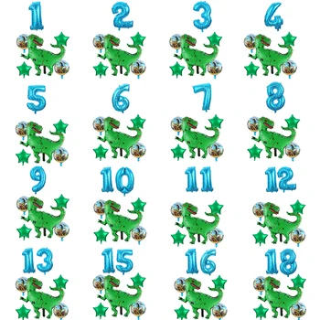 6pcs/daug Didelių Dinozaurų Folija Balionai 32inch Skaičius Ballon Vaikai, Berniukas ir Mergaitė, 1-ojo Gimtadienio prekių Dekoro Gyvūnų Globos Oro