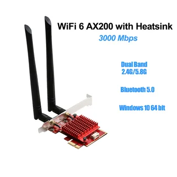 Bluetooth 5.0 Belaidžio 3000Mbps Wifi 6 PCI-e Tinklą Kortelės Dvejopo Juostos 802.11 AX Wifi6 PCI Express Antena Wifi 2.4 G/5G Adapteris