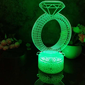 Deimantinis Žiedas Modelio 3D Led Nakties Šviesos Apdailos Vaikų Vaikams Dovanas 7 Spalva Keičiasi Vaizdo Stalo Lempa