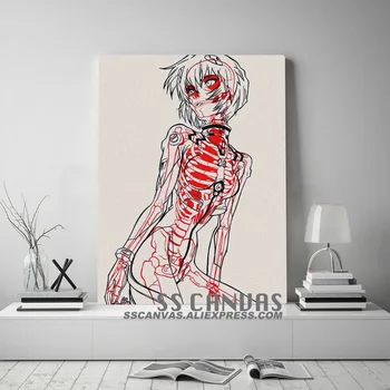 Evangelion Rei Ayanami Skeletas Anime Drobės Tapybos Dekoro Sienos Menas Nuotraukas Miegamųjų Namo Kambarį Apdaila Spaudinių Plakatas