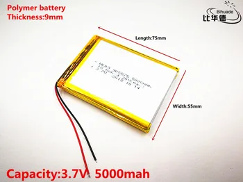 Geras Qulity 3.7 V,5000mAH 905575 Polimeras ličio jonų / Li-ion baterija tablet pc BANKAS,GPS,mp3,mp4