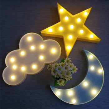 Gražių Debesų Moon Star LED 3D Šviesos Naktį Šviesos Vaikai Dovanų Žaislas, Skirtas Kūdikių, Vaikų, Miegamojo Tolilet Lempos Apdaila, Patalpų Apšvietimas