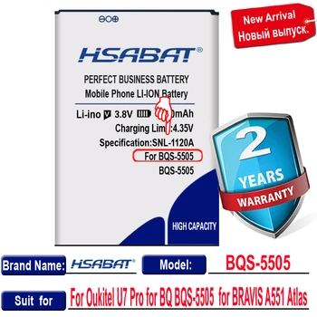 HSABAT 0 Ciklo 4000mAh BQS-5505 Baterija Oukitel U7 Pro BQ BQS-5505 Amsterdamo BRAVIS A551 Atlas Aukštos Kokybės Baterijų