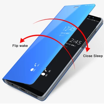J4 Atveju, Samsung Galaxy J4 Premjero Padengti Veidrodis, Flip Smart Miego Odos Apvalkalas sfor 