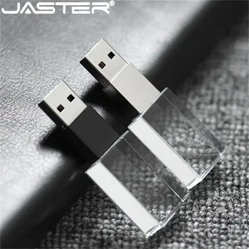 JASTER Kristalų usb 2.0 lazdos 3D spausdinimo logotipą 4 GB 16GB flash pendrive 32GB 64GB skaidraus stiklo (virš 10 vnt nemokama logo)