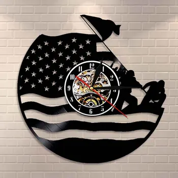 JAV Armijos Vinilo Įrašas Sieninis Laikrodis Coast Guard Amerikos Vėliava karinio jūrų Laivyno Jūreiviai Derliaus Veteranas Dekoratyvinių Laikrodis Karinių Pensijų Dovana