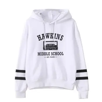 Mados dryžuotas hoodie Hawkins vidurinės Mokyklos Hoodie Moterų Palaidinukė ilgomis Rankovėmis Dryžuotas su Gobtuvu Viršuje Puloveriai Harajuku Streetwear