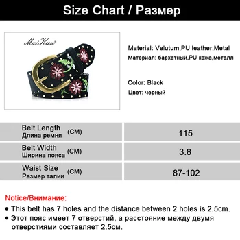 Maikun PU odinius diržus moterims, Punk, Siuvinėta Gėlių Pin Sagtis Diržo Moterų Juosmens Diržas Prabangos Dizaineris Prekės Diržai