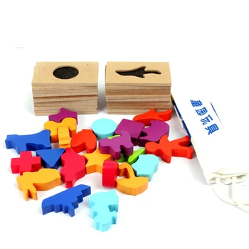 Medinių Blokų Švietimo Žaislai Vaikams Šešėlis Atminties Plytų Vaikai juguetes Montessori Medžiagų Suderinta Vaizdai Medinis Žaislas