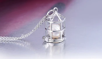 [MeiBaPJ] Aukštos kokybės nekilnojamojo perlų papuošalai Karšto pardavimo 925 sidabro narve pakabukas karoliai 45cm grandinės su dovanų dėžutė 4 spalvos
