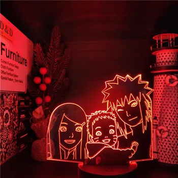 Naruto Minato Kushina Šeimos 3D Lempos Anime, LED Vaizdo Šviesos, Vaikų Miegamasis Dekoro Spalvinga naktinė lempa stalinė Lempa Vaikams Kalėdų Dovana
