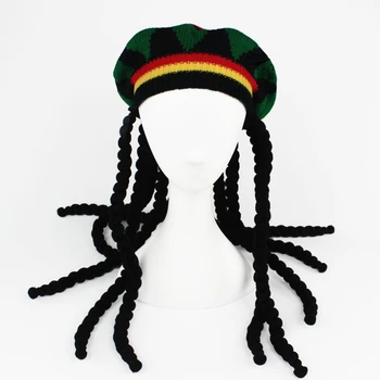Naujovė Vyrų Jamaika Megzti Perukas Nerijos Skrybėlę, Bob Marley Rasta Beanie Moteriška Jamaikos Spalvotų Apdangalai, Kutas Plaukų Aksesuarai