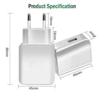 Nešiojamų Sienos usb Kroviklis 5V iPhone 12 X Įkroviklis ES MUMS Plug Greito Įkrovimo Adapteris, skirtas 