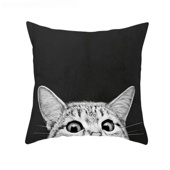 Pagalvės užvalkalą 45*45CM Paprasta juoda ir balta serija cute kačių ir šunų spausdinti apkabinti užvalkalas Namų sofos, pagalvėlės, pagalvės, pagalvėlės dangtis