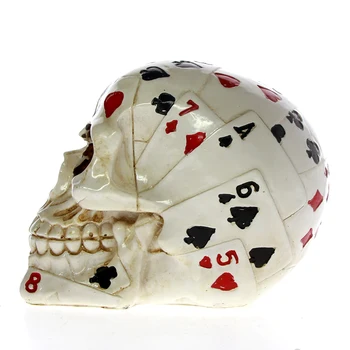 Poker Face Tatuiruotės Kaukolė Lošimų Skeletas Skulptūra Ace Kortelės Helovinas Siaubo Apdailos Kaukolė Lošėjas Kortos Statulėlės