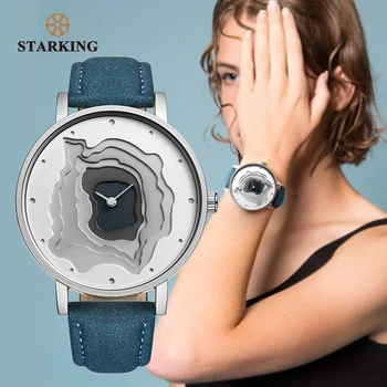 STARKING Prekės Retro Vintage Tipo Laikrodis Mėlyna Oda, Aukštos Kokybės Žemės Koncepcijos Paprastumas Žiūrėti Kvarco Relogio Feminino