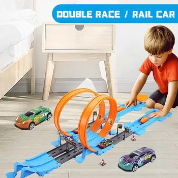 Stunt Greitis Dvigubai Automobilių Ratų Modelis Žaislai Vaikams Lenktynių Trasos 