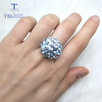 TBJ,Romantiškas gamtos mėlynas topazas brangakmenio pakabukas, žiedas 925 sterlingas sidabro geriausią žiedas, pakabukas auskarai moterims kasdien dėvėti šalis