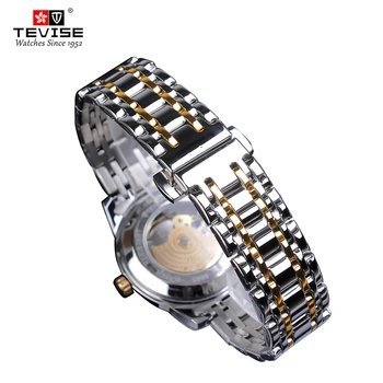 TEVISE Retro Deimantų Dizaino Juodojo Aukso Mechaninė Žiūrėti Top Brand Automatinis Laikrodis Mados Prabangių Skeletas Vandeniui Riešo Žiūrėti