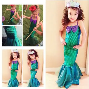 Vaikas Ariel Vaikas Undinė Nustatyti Mergaitė Princesė Dress Helovinas Kostiumas Šalis