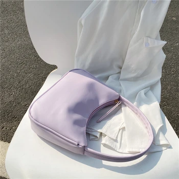 Violetinė Batono Krepšiai PU Odos Pažastų Krepšys Moterims 2020 Prabanga Mažų Pečių Rankinės Moterų Mados Vasaros Tote Bag Rankinė