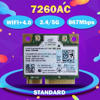 Wifi korta intel Dual Band Wireless-AC7260 7260HMW 7260HMWAC 7260AC 867Mbps+bluetooth4.0 pusę Mini PCI-e Wireless wifi wlan kortelė