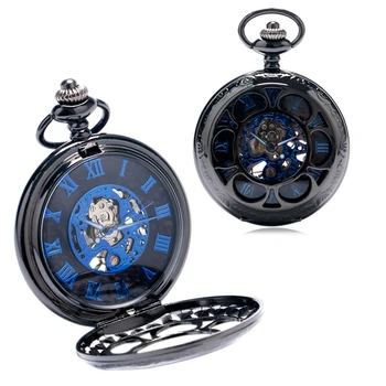 Wind-up Pocket Watch Derliaus Tuščiaviduriai Pakabukas Grandinės Laikrodis Mechaninis Vertus Vėjo Retro Graviruotas Gėlių Unisex Laikrodžiai Moterims
