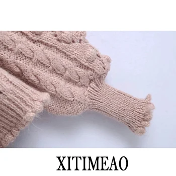 Za Naujas Moterų Rudenį, Žiemą Šiltas, Kieto susagstomi megztiniai ilgomis Rankovėmis Ponios Trumpas susagstomi megztiniai Megztinis Minkštas Handfeel Trikotažo V-apykaklės Prašmatnus Viršūnės