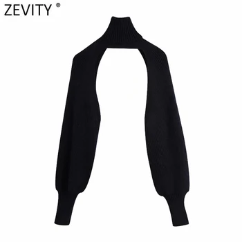 Zevity Naujas Moterų Golfo Apykakle ilgomis rankovėmis Mezgimo Megztinis Femme Prašmatnus dizainas Atsitiktinis Puloveriai Gatvės Ponios Viršūnes S434
