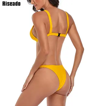 Riseado Seksualus Push-Up Bikinis Nustatyti Sagtis Maudymosi Kostiumėlį Juodos Spalvos Maudymosi Kostiumėliai Moterims, Diržas Brazilijos Bikini Dirželį, Maudymosi Kostiumą, 2021 Paplūdimio